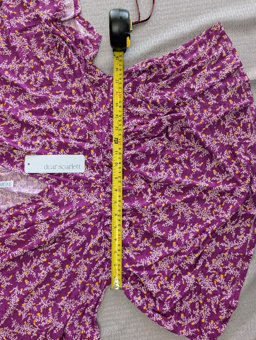 Dear Scarlett Dreamer Painted Purple V-Neck, Flutter Sleeve Empire Waist Blouse - Picture 7 of 15